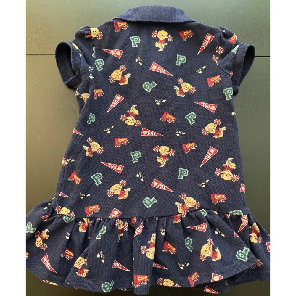Ralph Lauren Polo Bear Cheerleader Dress Toddler Girls 12 Months Navy Mini